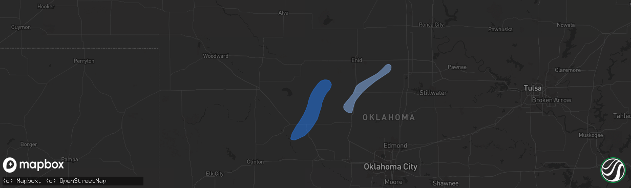 Hail map in Okeene, OK on November 18, 2024