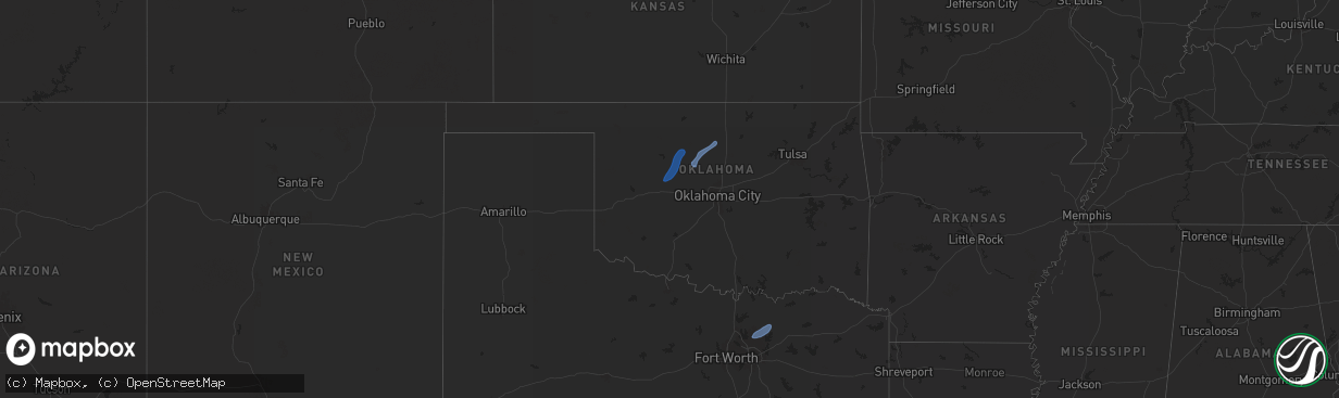 Hail map in Oklahoma on November 18, 2024