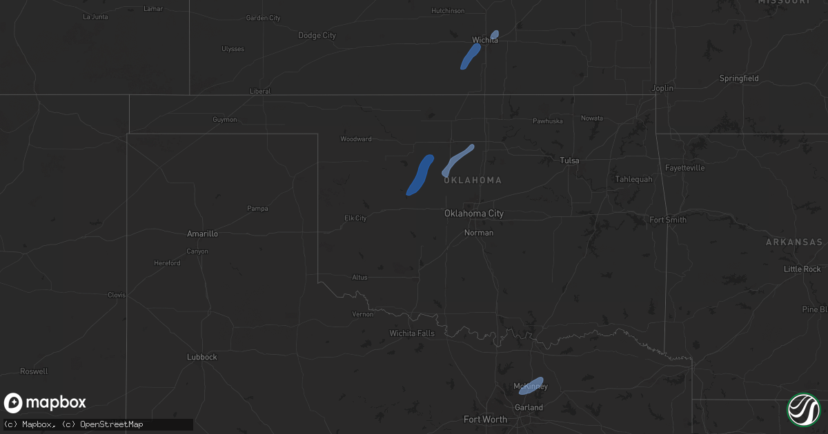 Hail map in Oklahoma on November 18, 2024
