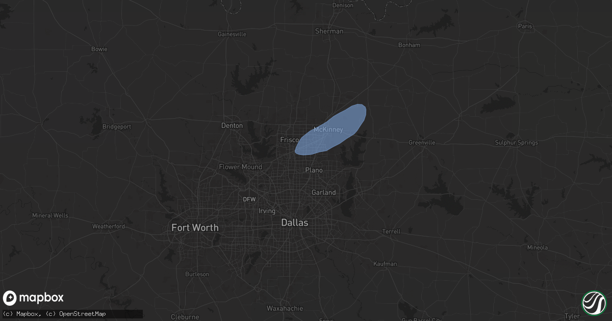 Hail map in Plano, TX on November 18, 2024