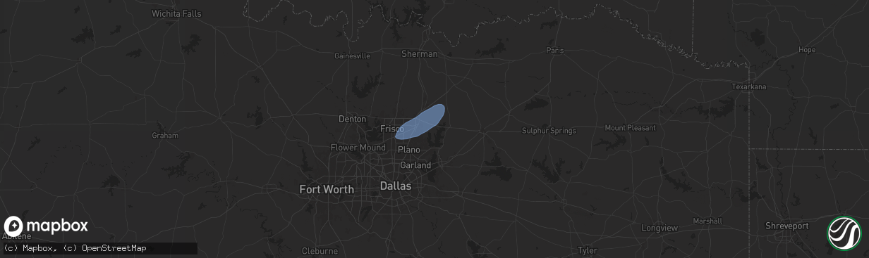 Hail map in Princeton, TX on November 18, 2024