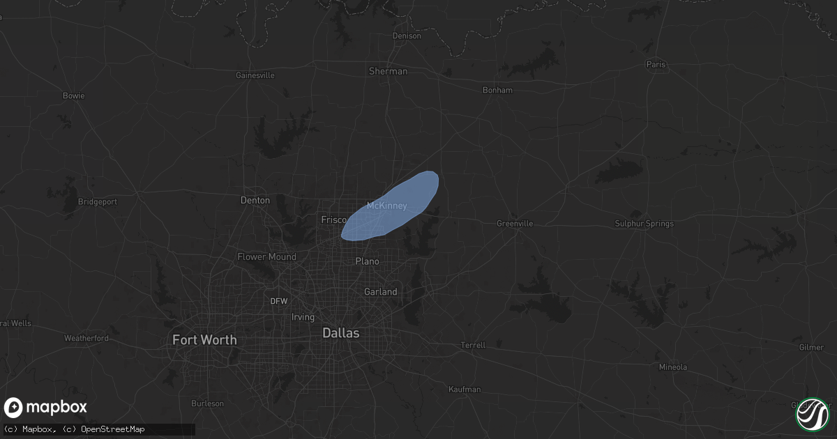 Hail map in Princeton, TX on November 18, 2024