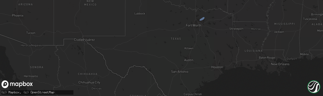 Hail map in Texas on November 18, 2024