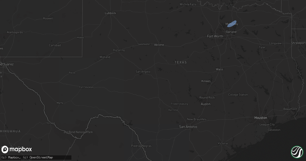 Hail map in Texas on November 18, 2024