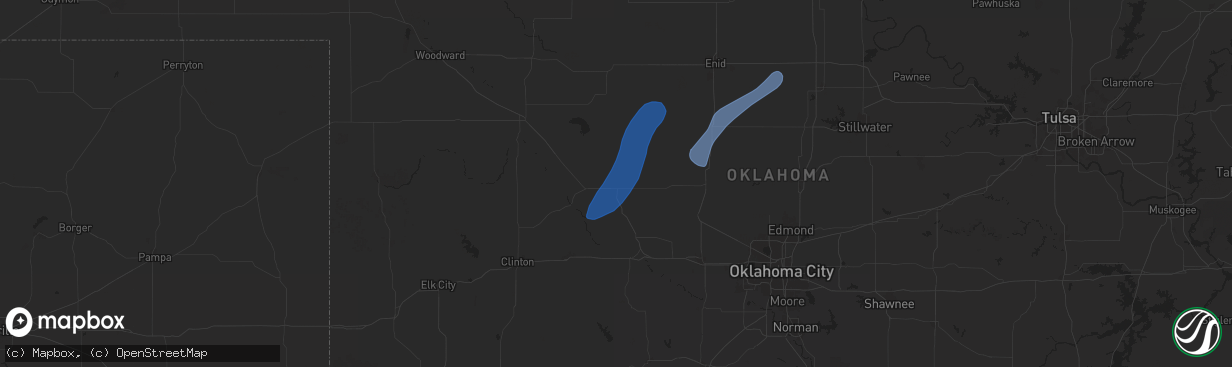 Hail map in Watonga, OK on November 18, 2024