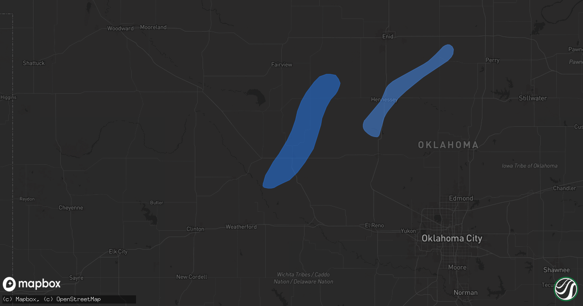 Hail map in Watonga, OK on November 18, 2024