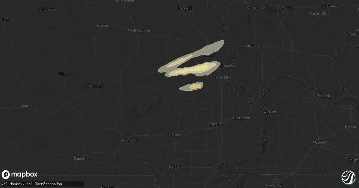 Hail map in Advance, MO on November 18, 2025