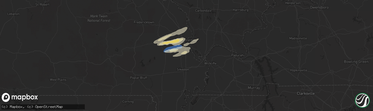 Hail map in Benton, MO on November 18, 2025