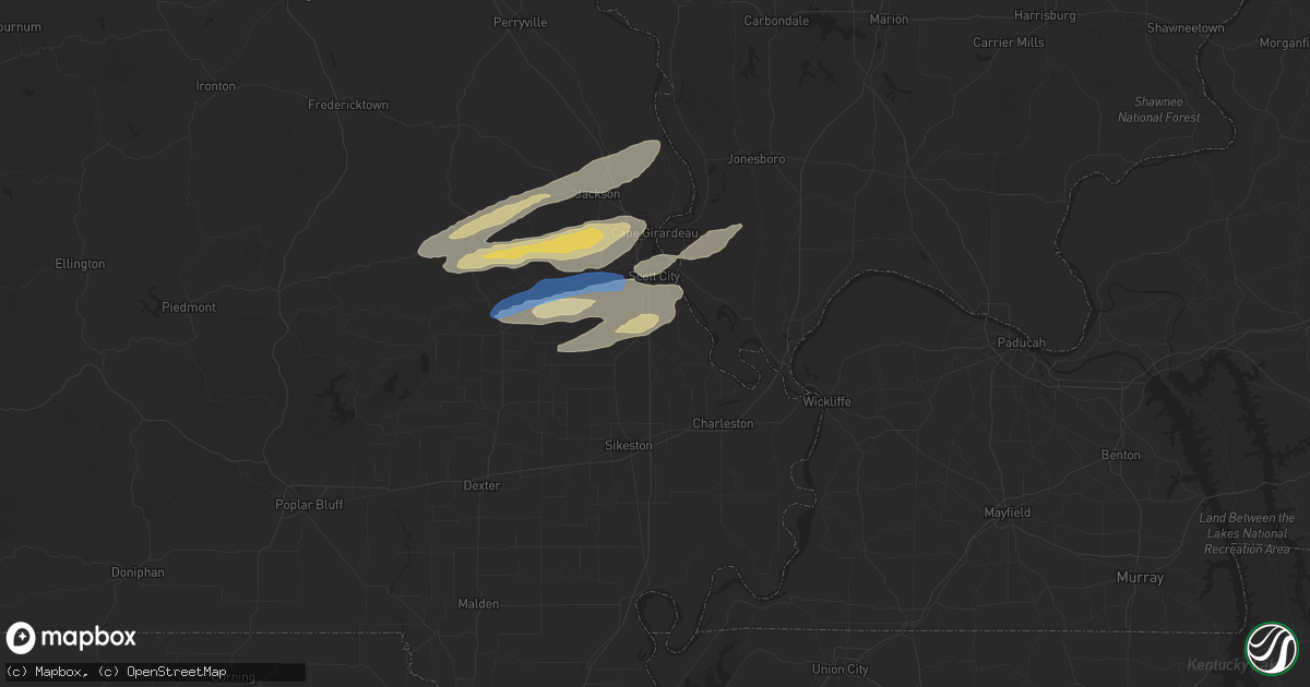 Hail map in Benton, MO on November 18, 2025