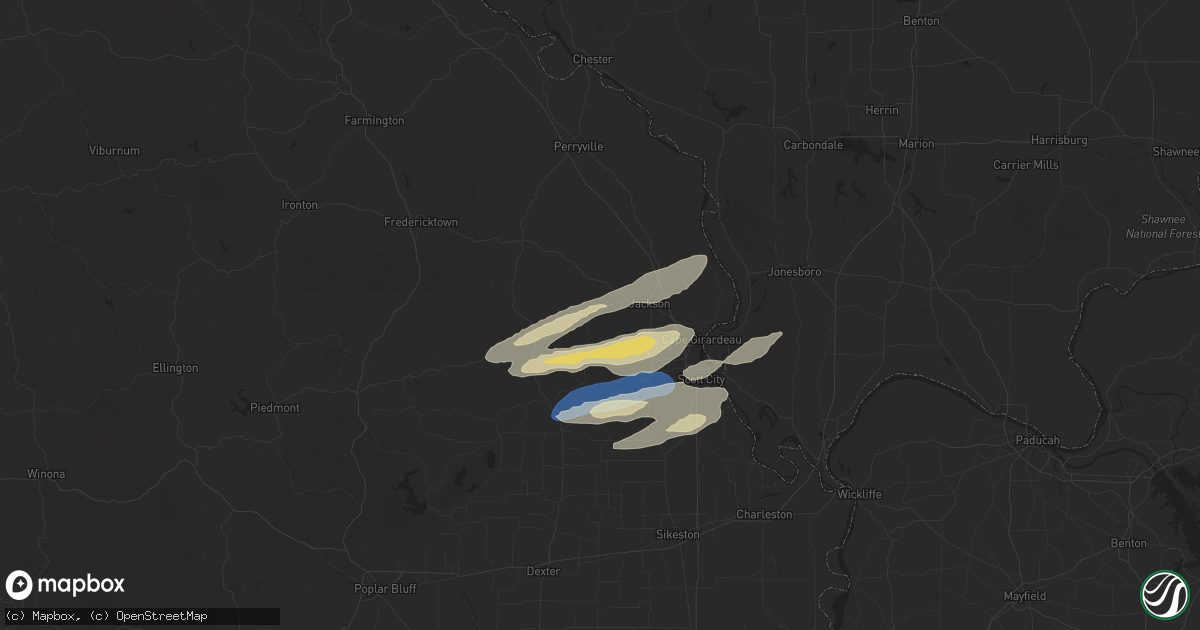 Hail map in Burfordville, MO on November 18, 2025
