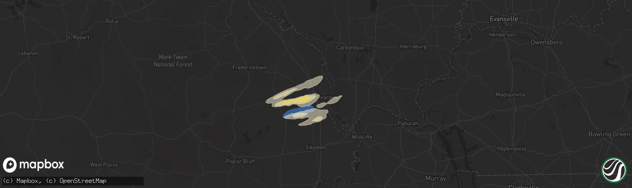Hail map in Cape Girardeau, MO on November 18, 2025