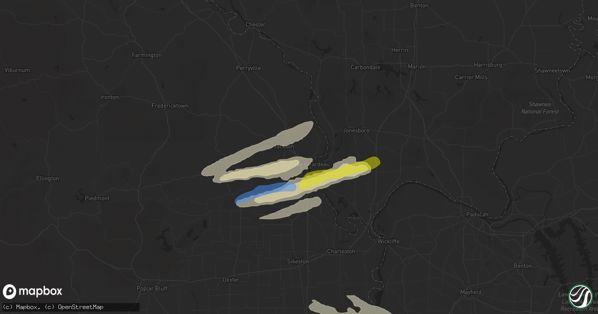 Hail map in Cape Girardeau, MO on November 18, 2025