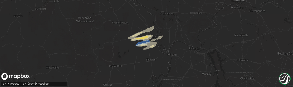 Hail map in Chaffee, MO on November 18, 2025