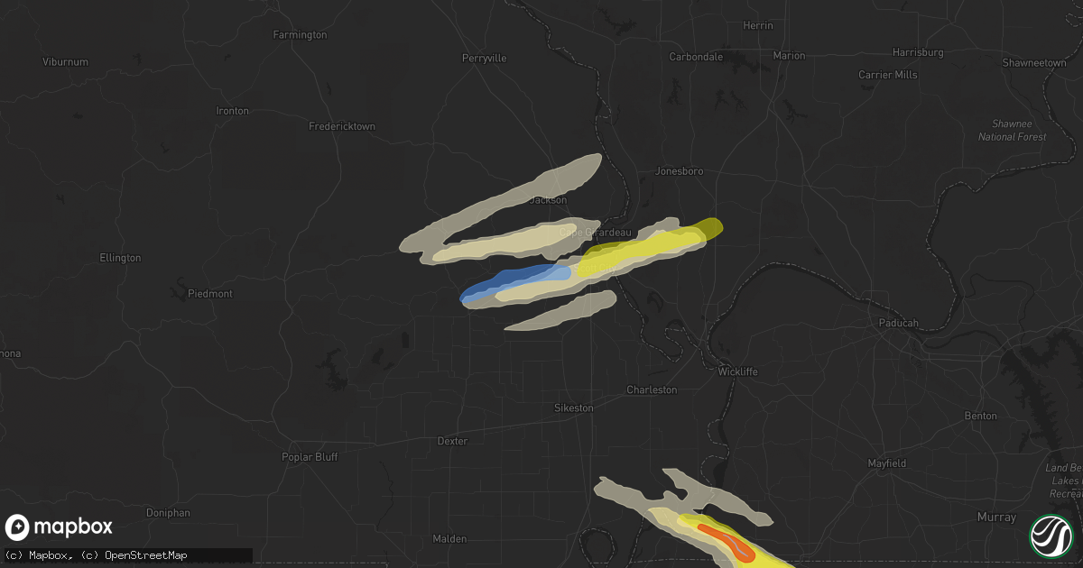 Hail map in Chaffee, MO on November 18, 2025