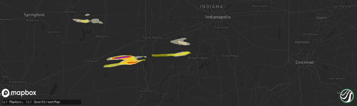 Hail map in Freedom, IN on November 18, 2025