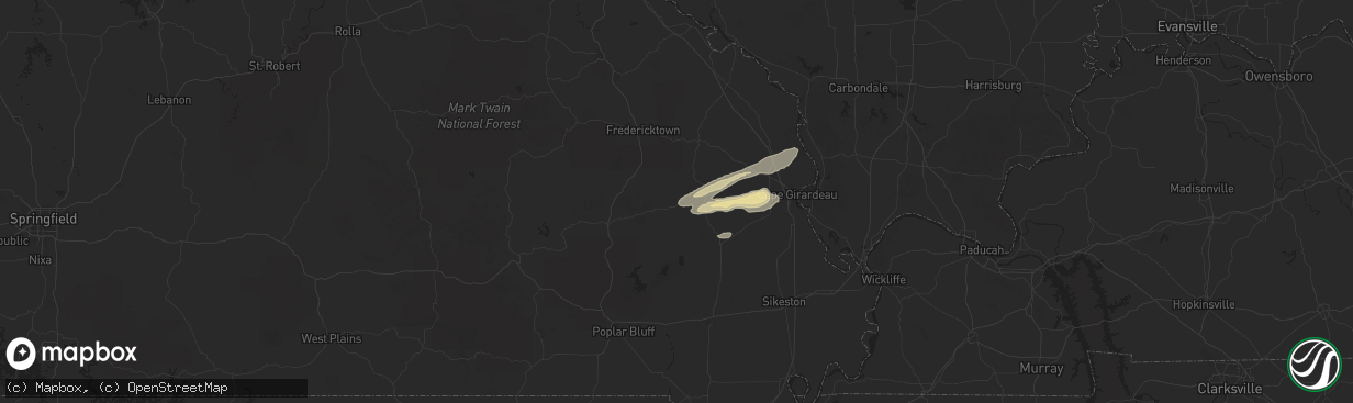Hail map in Glenallen, MO on November 18, 2025