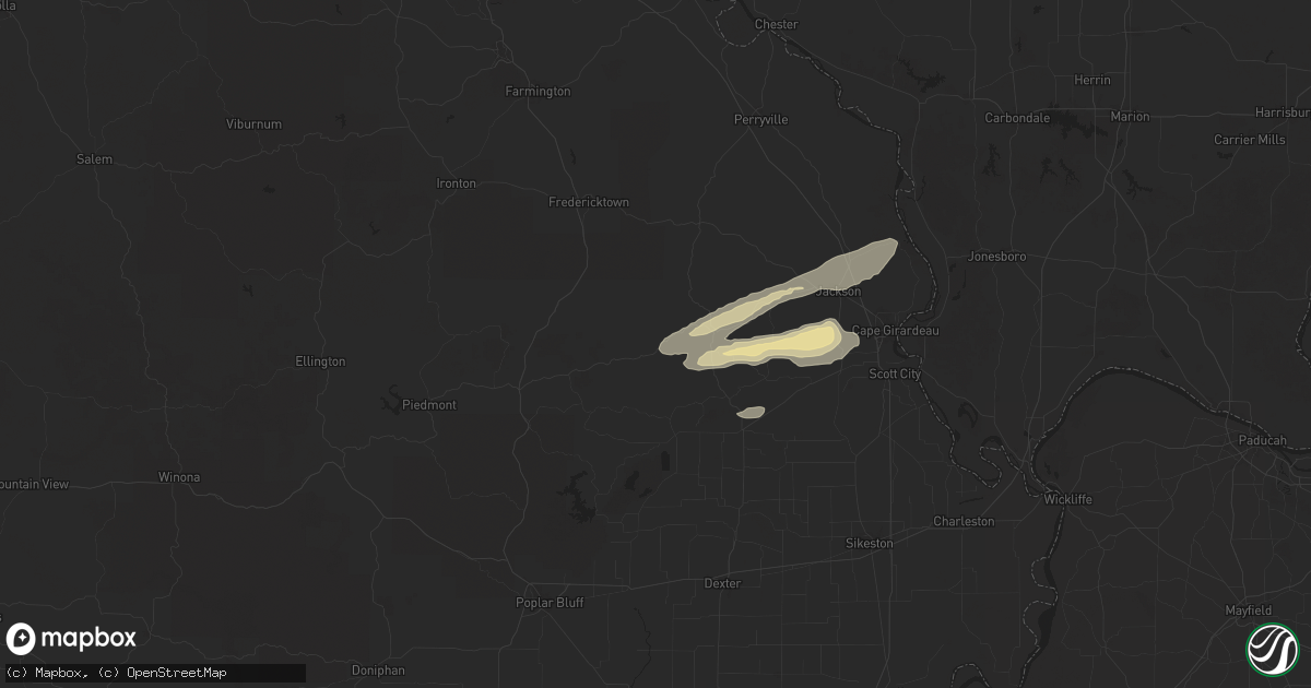 Hail map in Glenallen, MO on November 18, 2025