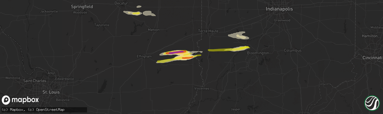 Hail map in Hutsonville, IL on November 18, 2025
