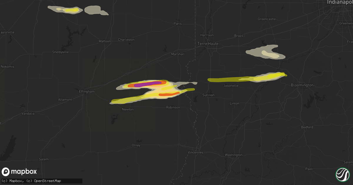 Hail map in Hutsonville, IL on November 18, 2025