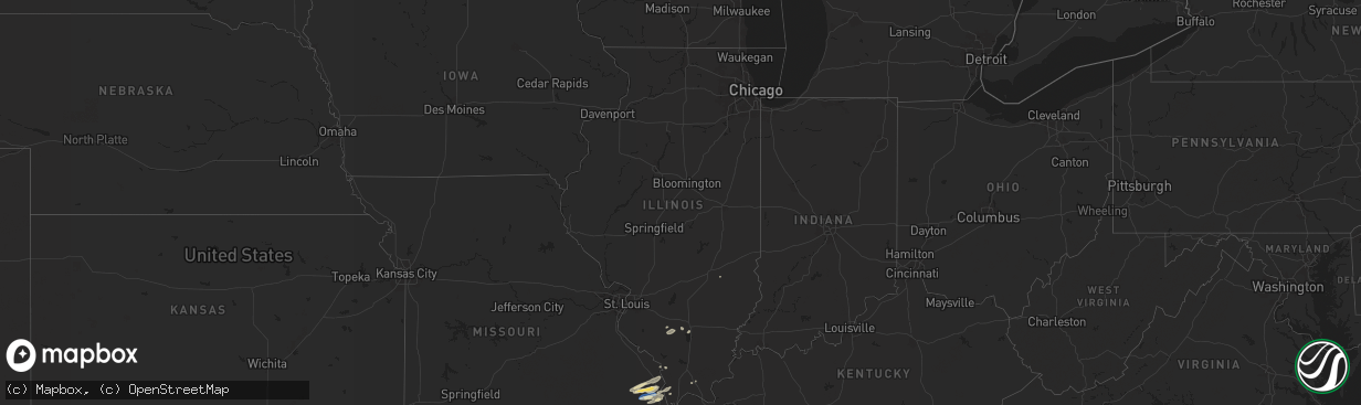 Hail map in Illinois on November 18, 2025