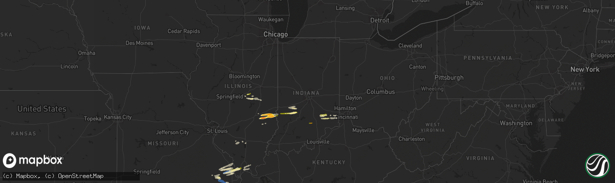 Hail map in Indiana on November 18, 2025