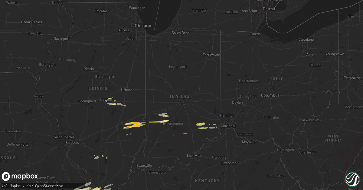 Hail map in Indiana on November 18, 2025