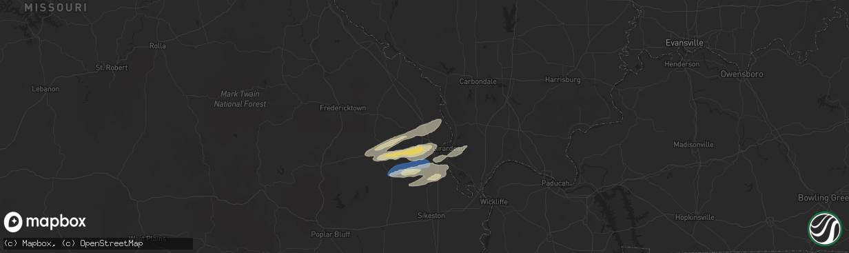 Hail map in Jackson, MO on November 18, 2025