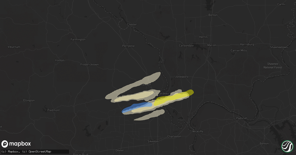 Hail map in Jackson, MO on November 18, 2025