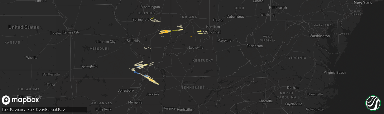 Hail map in Kentucky on November 18, 2025