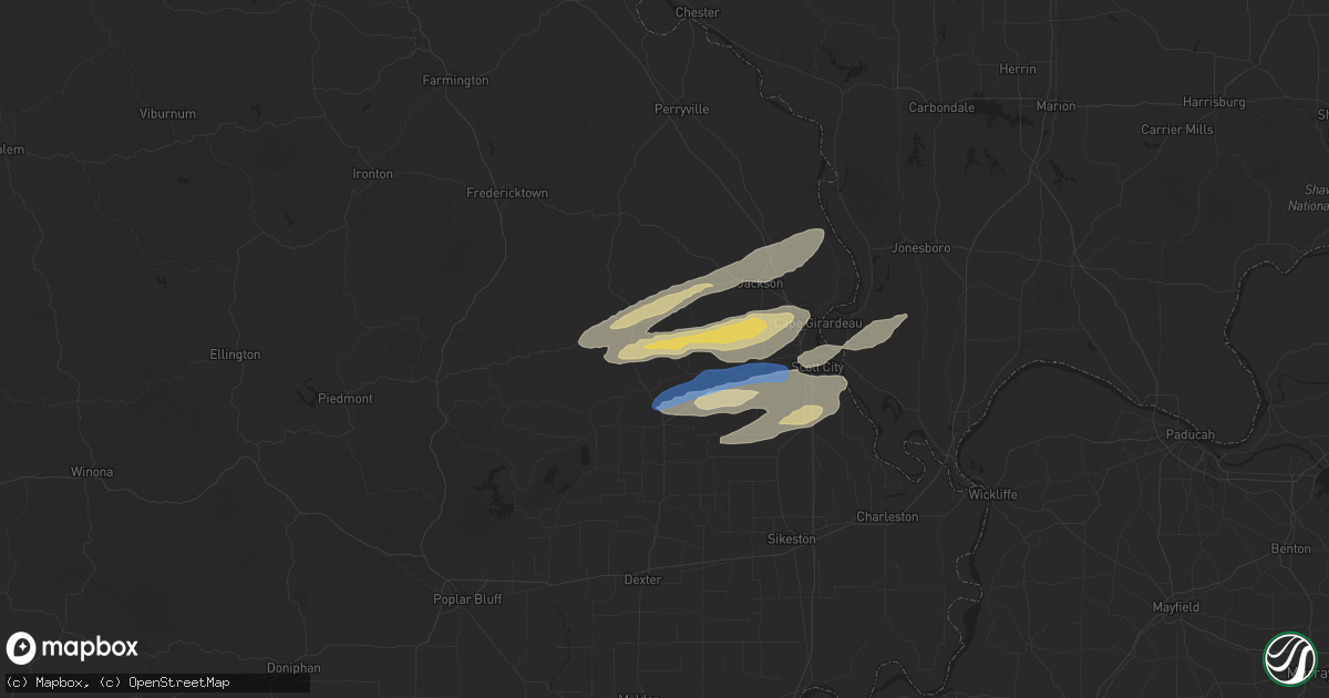 Hail map in Leopold, MO on November 18, 2025