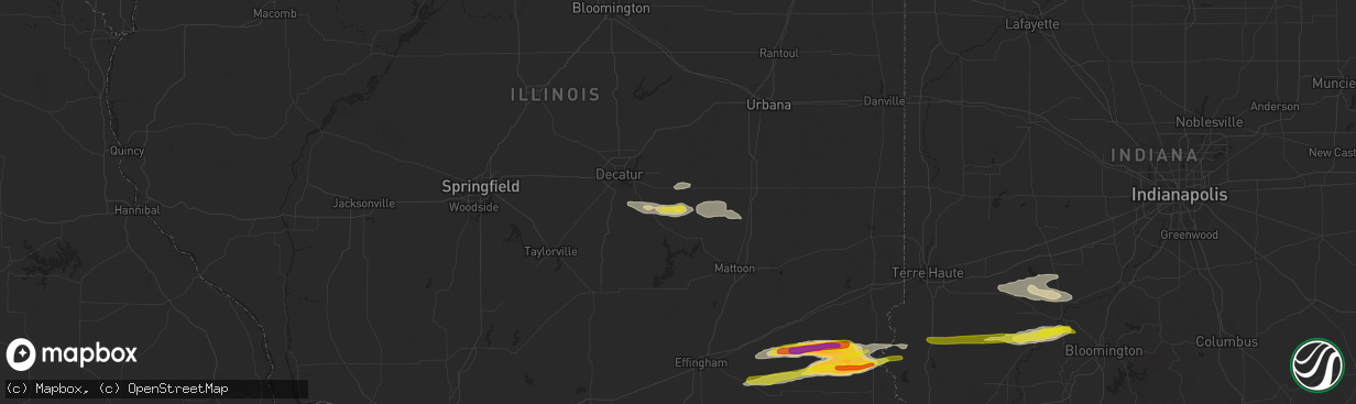 Hail map in Lovington, IL on November 18, 2025