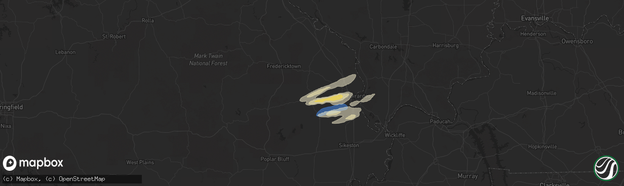 Hail map in Marble Hill, MO on November 18, 2025