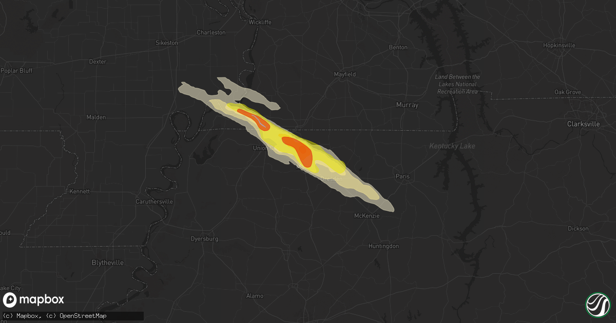 Hail map in Martin, TN on November 18, 2025
