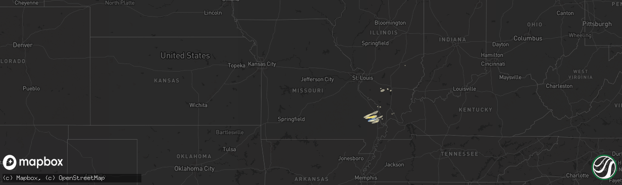 Hail map in Missouri on November 18, 2025