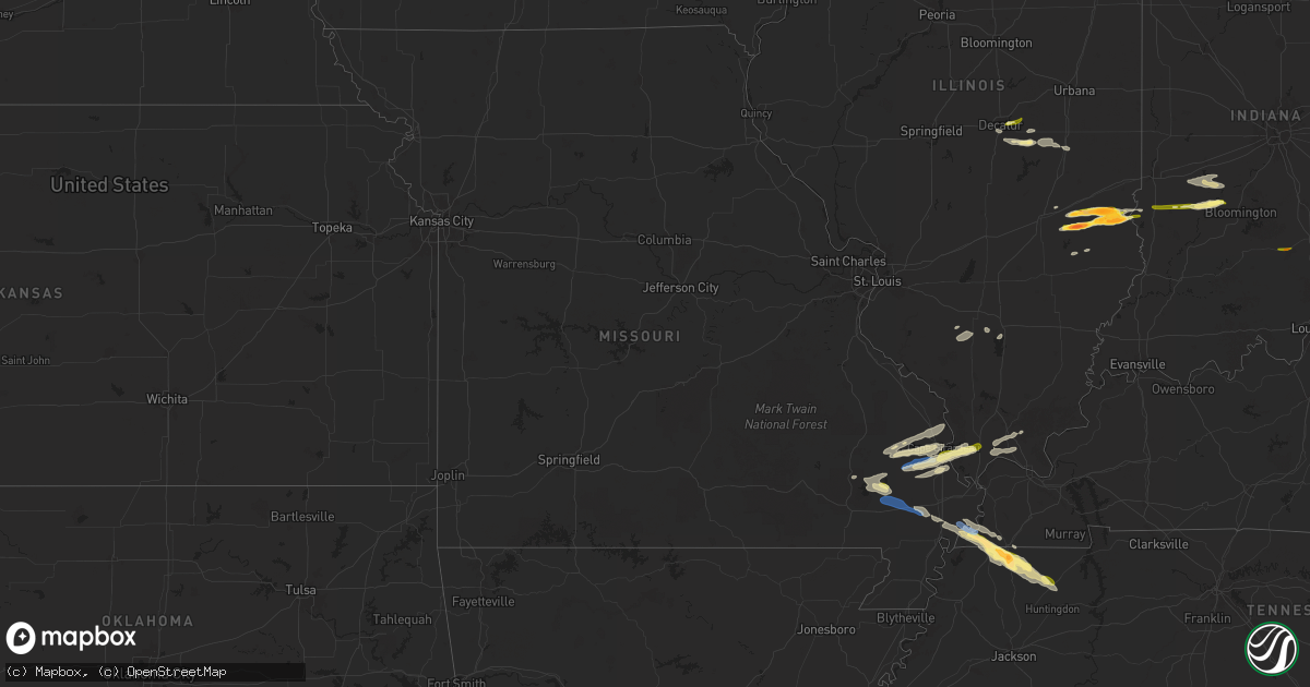 Hail map in Missouri on November 18, 2025