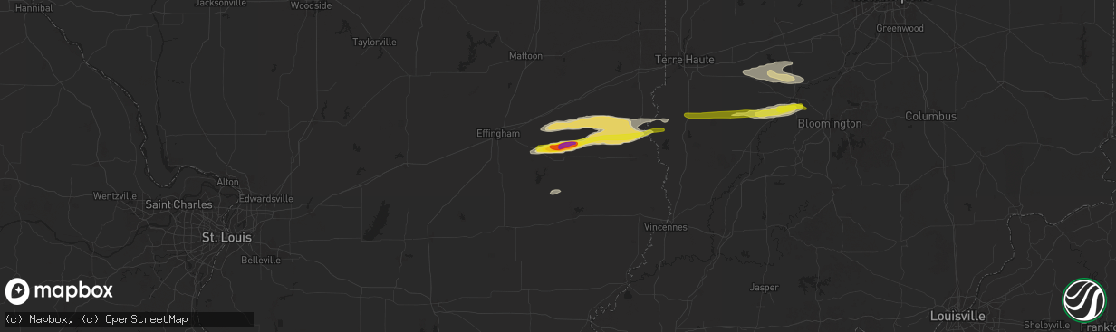 Hail map in Newton, IL on November 18, 2025