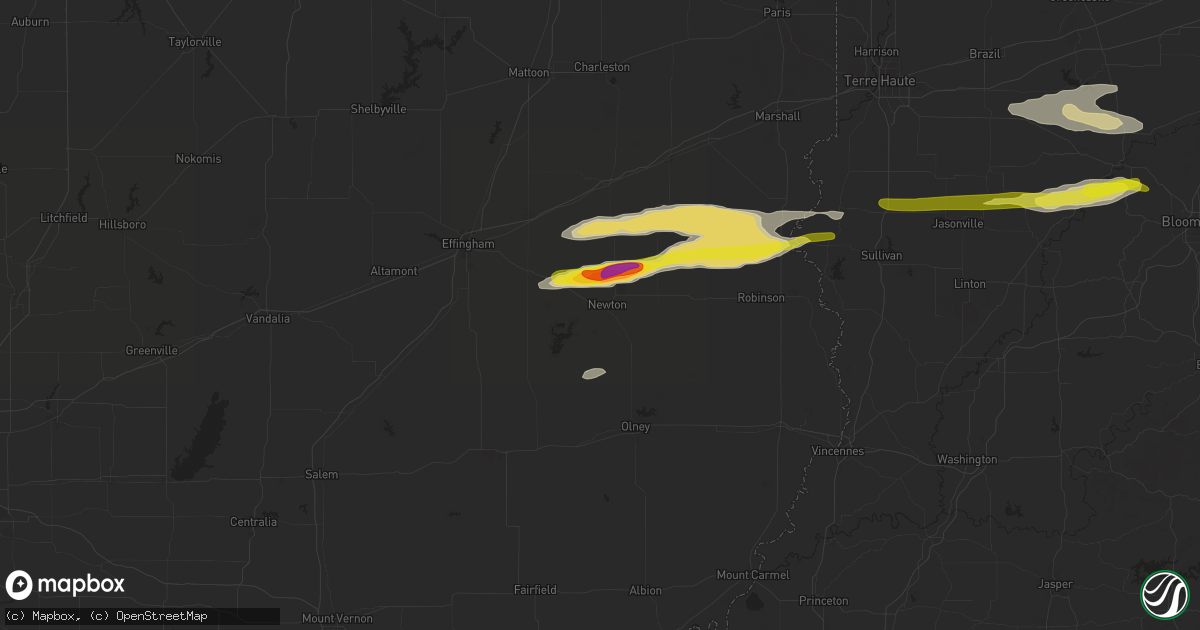 Hail map in Newton, IL on November 18, 2025