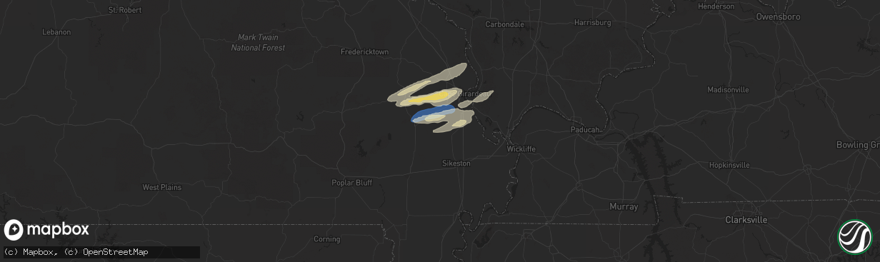 Hail map in Oran, MO on November 18, 2025