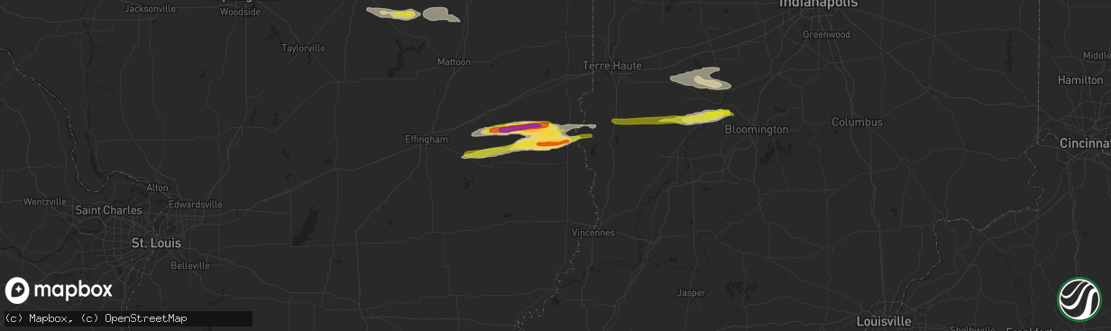 Hail map in Robinson, IL on November 18, 2025