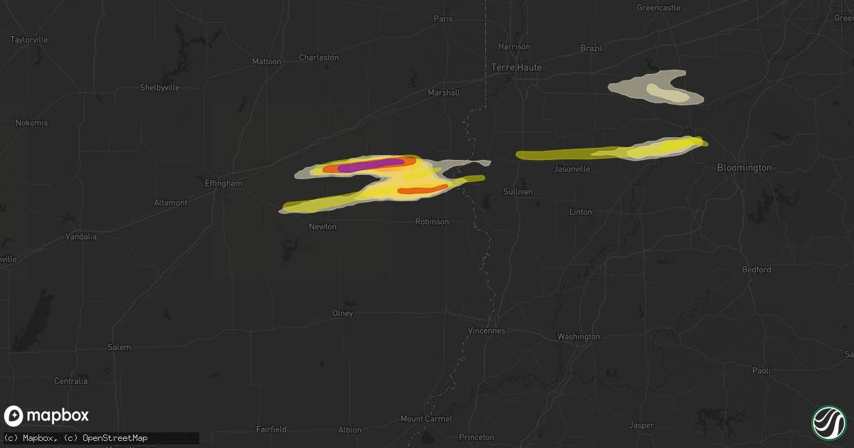 Hail map in Robinson, IL on November 18, 2025