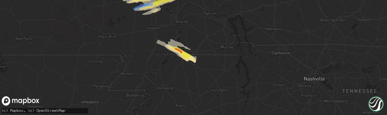Hail map in South Fulton, TN on November 18, 2025