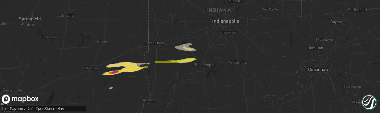 Hail map in Spencer, IN on November 18, 2025