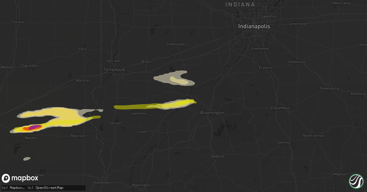 Hail map in Spencer, IN on November 18, 2025