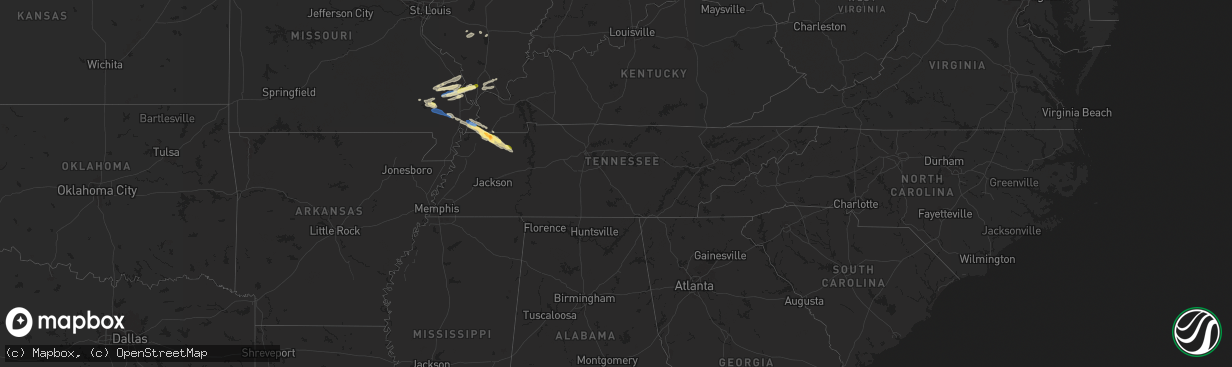 Hail map in Tennessee on November 18, 2025