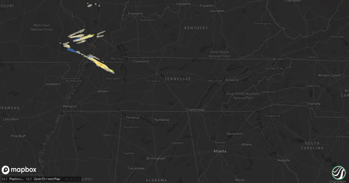 Hail map in Tennessee on November 18, 2025
