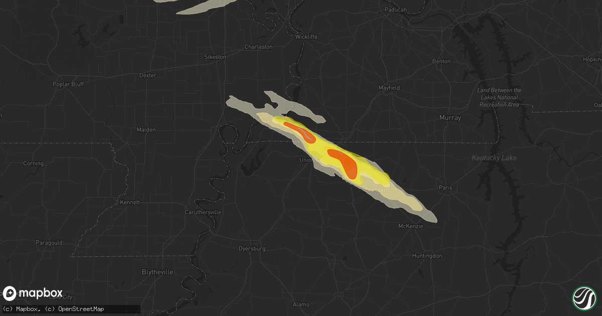 Hail map in Union City, TN on November 18, 2025