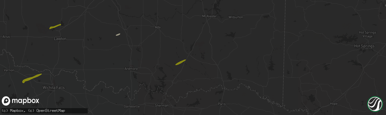 Hail map in Atoka, OK on November 19, 2023