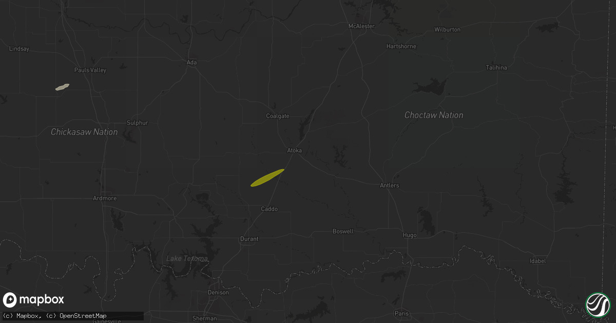 Hail map in Atoka, OK on November 19, 2023