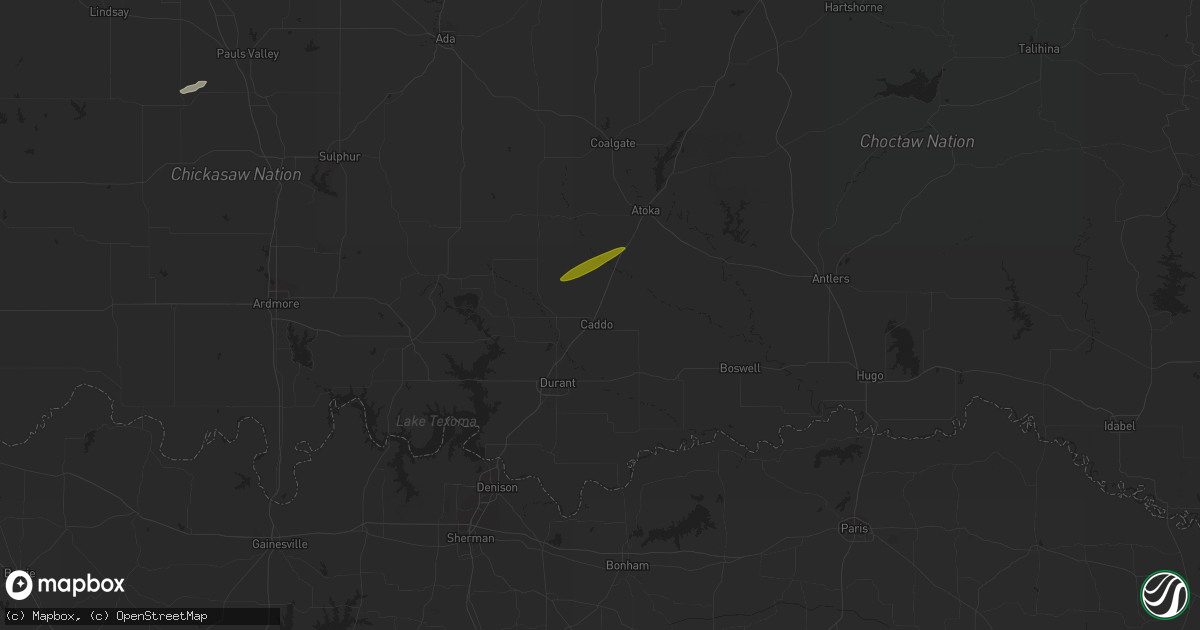 Hail map in Caddo, OK on November 19, 2023