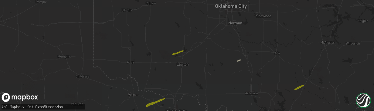 Hail map in Elgin, OK on November 19, 2023